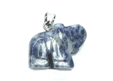 Sodalith Elefant Anhänger Naturstein, handgeschliffene Figur 1,8 x 2,5 x 8 mm, Stein Kommunikation