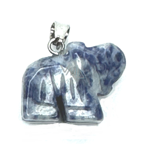Sodalith Elefant Anhänger Naturstein, handgeschliffene Figur 1,8 x 2,5 x 8 mm, Stein Kommunikation