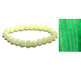 Jade Luminois Light Phosphoreszierend, gelbes Leuchten im Dunkeln, Armband elastisch Naturstein, Perle 8 mm / 16 - 17 cm