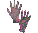 Leiva Arbeits Handschuhe halbgenässt mit Blumenmuster, Größe 7, 1 Paar