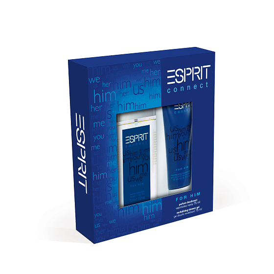 Esprit Connect for Him parfümiertes Deodorantglas für Männer 75 ml + Duschgel 75 ml, Kosmetikset