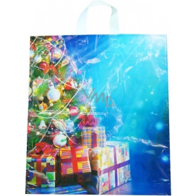 Presse Plastikbeutel 45 x 50 cm mit Griff Weihnachtsbaum und Geschenke 1 Stück