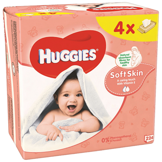 Huggies Soft Skin Nassreinigungstücher 4 x 56 Stück