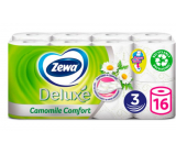 Zewa Deluxe Aqua Tube Camomile Comfort parfümiertes Toilettenpapier 3-lagig 150 Stück 16 Stück, Rolle, die gespült werden kann