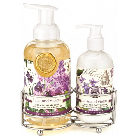 Michel Design Works Flieder und Veilchen schäumende flüssige Handseife 530 ml + Hand- und Körperlotion 236 ml, Kosmetikset