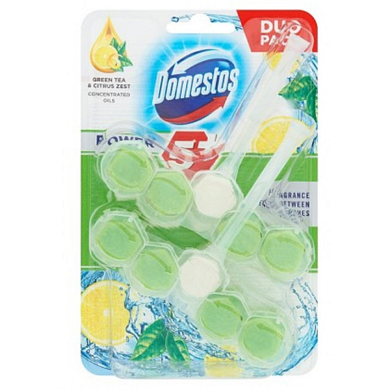Domestos Power 5 Grüner Tee & Zitrus Toilette fester Block 2 x 55 g
