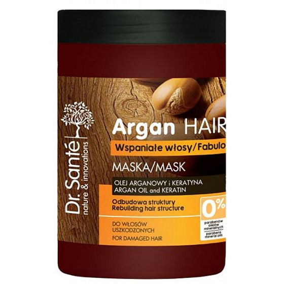 DR. Santé Argan Öl- und Keratincrememaske für strapaziertes Haar 1l