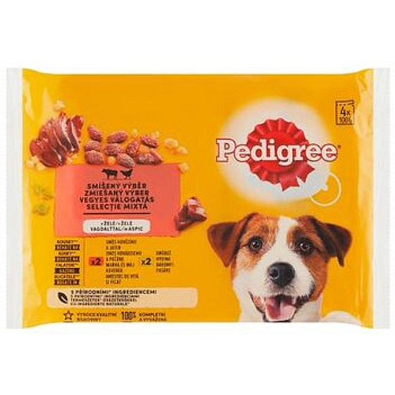 Pedigree Adult Beef und Geflügel in Gelee-Tasche für erwachsene Hunde 100 gx 4 Stück