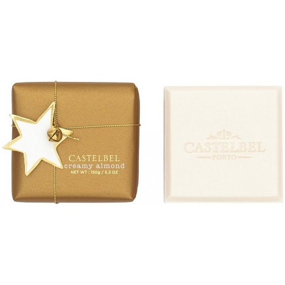 Castelbel Creamy Almond - Mandelweihnachts-Toilettenseife mit einer Glocke 150 g