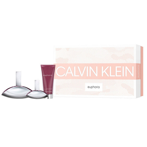 Calvin Klein Euphoria Eau de Parfum für Frauen 100 ml + Eau de Parfum 30 ml + Body Lotion 100 ml, Geschenkset für Frauen