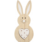 Kaninchen aus Holz mit weißem Herz 16 cm