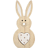 Kaninchen aus Holz mit weißem Herz 16 cm