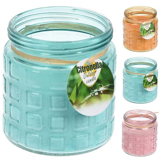 Neu Garten Citronella Kerze in Glas 115 x 120 mm 1 Stück Mix von Farben