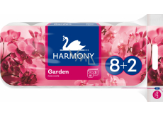 Harmony Premium Garden Pure White 3-lagiges Toilettenpapier, 8+2 Rollen, Rolle 17,5 m