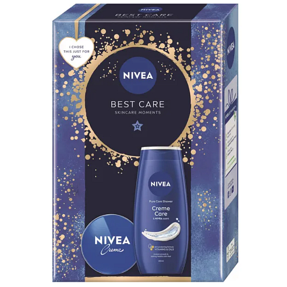 Nivea Best Care Creme Care pflegendes Duschgel 250 ml + Nivea Creme Basiscreme 75 ml, Kosmetikset