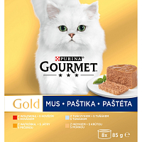 Purina Gourmet Gold für Katzen, Thunfisch, Leber, Truthahn, Rindfleischpastete, 8x85 g