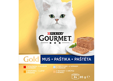 Purina Gourmet Gold für Katzen, Thunfisch, Leber, Truthahn, Rindfleischpastete, 8x85 g