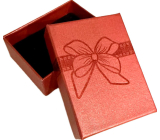 Krabička karton s houbičkou na šperky potisk mašle červená 6,5 x 8,5 cm