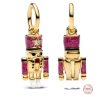 Charm Sterlingové stříbro 925 Louskáček - Symbol odvahy a Vánoc, pozlacený, přívěsek na náramek vánoce