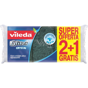 Vileda Glitzi Schwamm für Geschirr mit Fingernägel-Schützer + feste Drahtbürste, Packung 2 + 1 Stück kostenlos