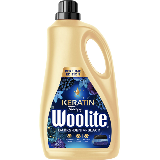 Woolite Black Keratin Perfume Edition Waschgel für schwarze Wäsche 60 Waschladungen, 3,6 l