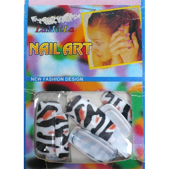 LaMeiLa Künstliche Nägel mit Zebra 10 Stück verziert