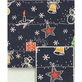 Nekupto Geschenkpapier 70 x 200 cm Weihnachten Dunkelblauer Hintergrund, Kerzenhalter, Stern