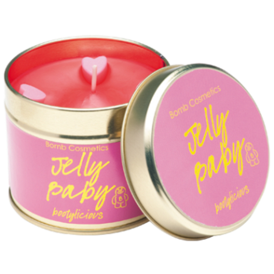 Bomb Cosmetics Jelly Baby Duftende natürliche, handgefertigte Kerze in einer Blechdose brennt bis zu 35 Stunden.