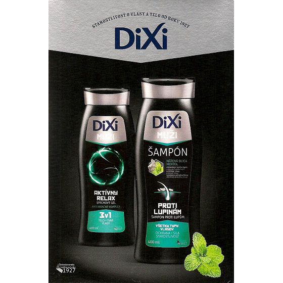 Dixi Men 3 in 1 Active Relax Duschgel 400 ml + Schuppenshampoo 400 ml + Badeschwamm, Kosmetikset