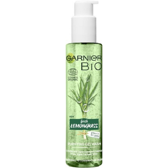 Garnier Bio Fresh Lemongrass Bio-Zitronengrasöl und Aloe Vera Reinigungsgel für normalen bis kombinierten Hautspender 150ml