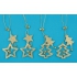 Stern und Baum mit Glitzer zum Aufhängen von Gold 13 cm, 4 Stück