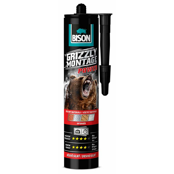 Bison Grizzly Montage Power Weiß starker und schneller Montagekleber 370 g