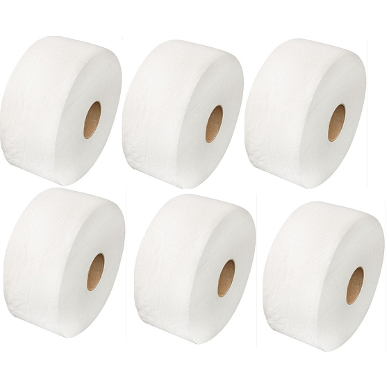 Jumbo 280 Toilettenpapier 75% Weiße für 2-lagige Schalen 6 Stück