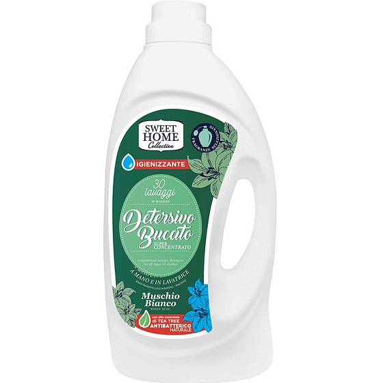 Sweet Home White Musk - Weißes Moos Waschgel für weiße und farbige Wäsche 30 Dosen 1950 ml