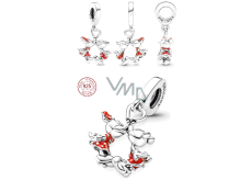 Charms Sterling Silber 925 Disney Minnie Mouse & Mickey Mouse küssend, Armband Anhänger