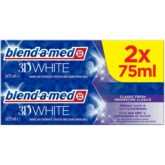 Blend-a-med 3D White Classic Fresh Whitening Zahnpasta 2 x 75 ml, Duopack