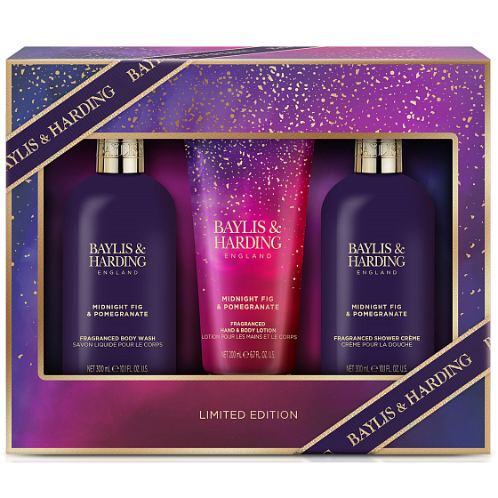 Baylis & Harding Feige und Granatapfel Duschcreme 300 ml + Körper- und Handlotion 200 ml + Duschgel 300 ml, Kosmetikset für Frauen