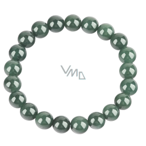 Jadeit Burmesisches grünes Armband elastisch Naturstein, 9 mm / 16 - 17cm, Liebe Glück