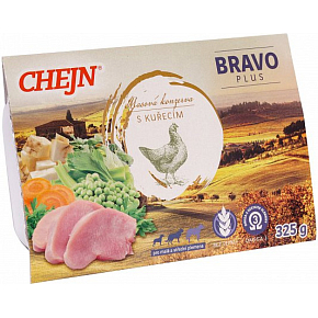 Chejn Bravo PLUS mit Hühnchen und Gemüse für kleine und mittelgroße Hunde, 325 g