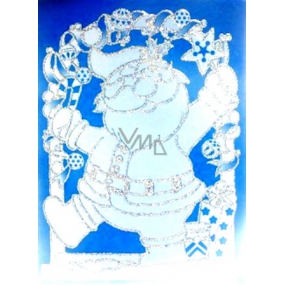 Fensterfolie ohne Kleber Weihnachtsmann Silber Glitzer Bogen 30 x 20 cm