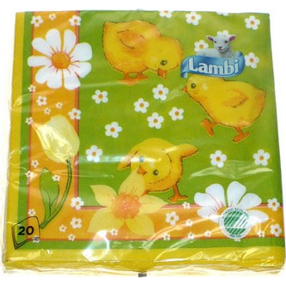 Lambi Papierservietten 3-lagig 33 x 33 cm 20 Stück Osterhühner