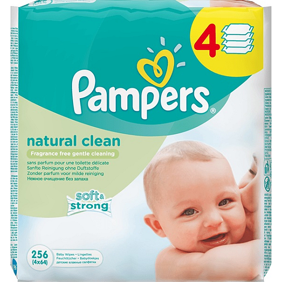 Pampers Natural Clean Feuchttücher 4 x 64 Stück