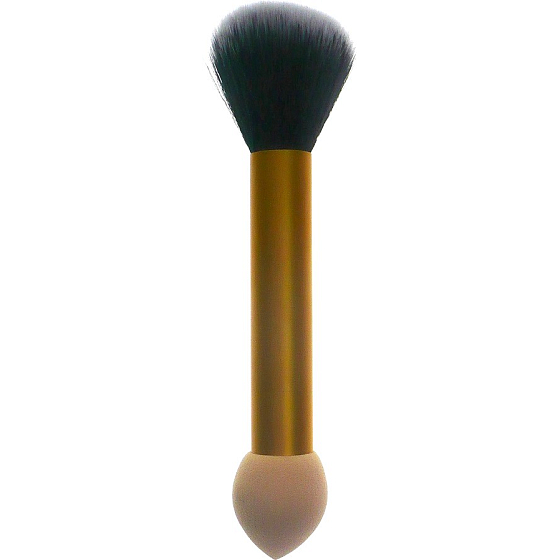 Jiajun Kosmetikpinsel mit synthetischen Borsten und Schaumstoffschwamm beidseitig goldbeige 16 cm