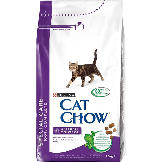 Purina Chow Special Care Hairball Komplettfutter zur Verhinderung der Bildung von Trichobezoaren 1,5 kg