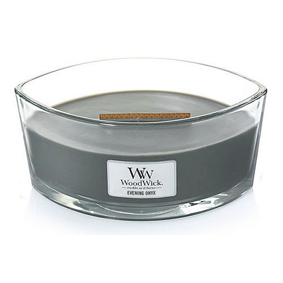 WoodWick Evening Onyx - Evening Onyx Duftkerze mit breitem Holzdocht und Glasschiffdeckel 453 g