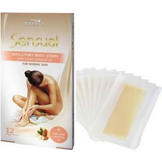 Joanna Sensual Almond Enthaarungskörperstreifen für normale Haut 12 Stück
