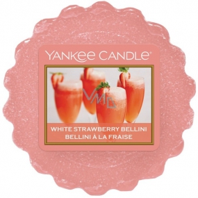 Yankee Candle White Strawberry Bellini - Weißes Erdbeer-Cocktail-Duftwachs für Aromalampe 22 g