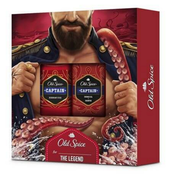 Old Spice Captain Deo-Stick für Männer 50 ml + 2in1 Duschgel 250 ml, Kosmetikset