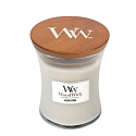 WoodWick Warme Wolle - Warme Wollduftkerze mit Holzdocht und Deckelglas Medium 275 g