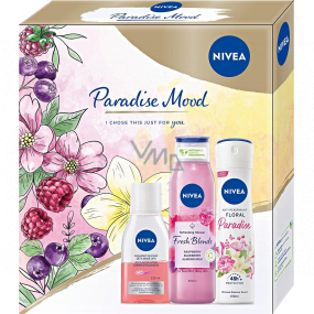 Nivea Paradise Mood Duschgel 300 ml + Deospray 150 ml + Augen-Make-up-Entferner 125 ml, Kosmetikset für Damen